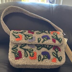 Floral Beaded Shoulder Bag